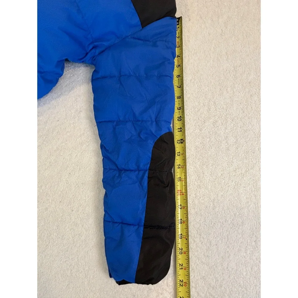 Wonder Nation Boys Blue Black Puffer Jacket Hooded Faux Fur Fleece Lined L 10-12